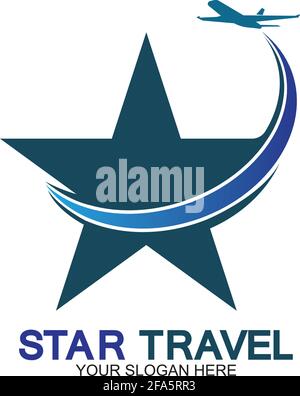 Star travel logo design. Travel agency logo design. Amazing destinations creative symbol concept. Stock Vector
