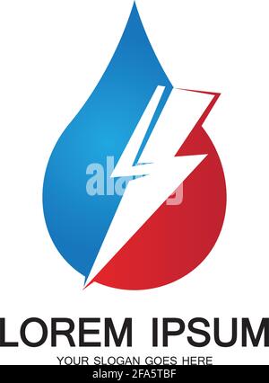 water energy and lightning thunder power energy logo icon template Stock Vector