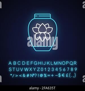 Chinese porcelain vase neon icon in line style. Vector illustration ...