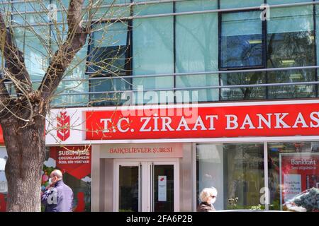 Bahcelievler Cankaya Ankara Branch of Turkish Ziraat Bank - Turkiye Ziraat Bankasi Stock Photo