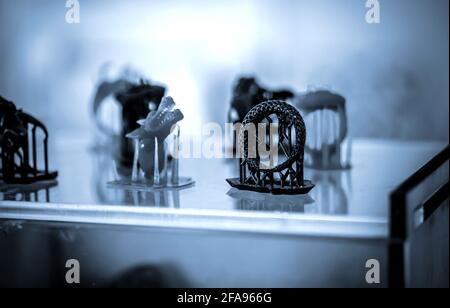 Objects photopolymer printed on a 3d printer. Stock Photo