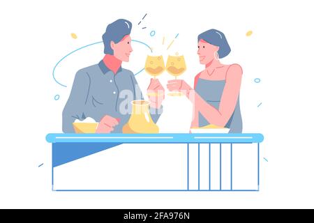 Lover celebrate date in restaurant Stock Vector