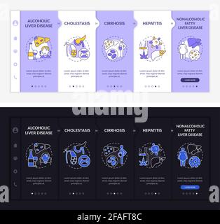 Hepatic illness types onboarding vector template Stock Vector
