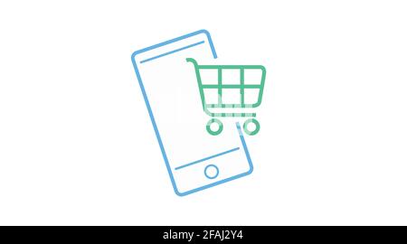 Phone shopping vector icon. Online shopping with your phone icon. Stock Vector