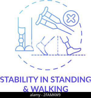 Stability in standing and walking concept icon Stock Vector