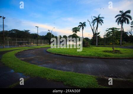 Roundabout in the town of Gamboa, Colon province, Republic of Panama. Stock Photo