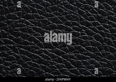 Black leather texture macro background pattern for backdrop. Stock Photo