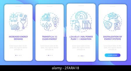 Energy sector trends onboarding mobile app page screen with concepts Stock Vector