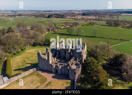 The ruins of Tolquhon Castle near Taves in Aberdeenshire, Scotland Stock Photo