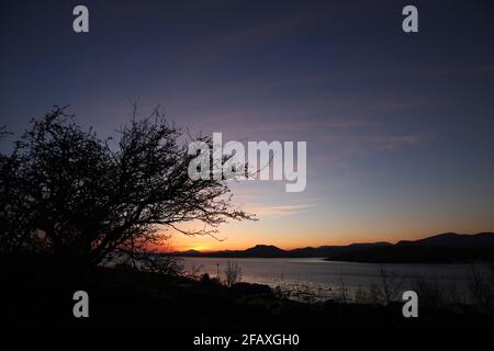 Sunset over the coast of west Wales, UK Stock Photo