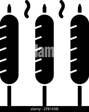 Grilled sausages black glyph icon Stock Vector