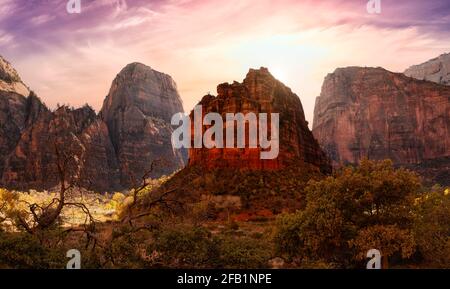 Panoramic American landscape view of Mountains and Canyon.