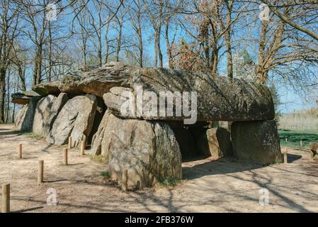 The dolmen of la roche aux fees in brittany Stock Photo