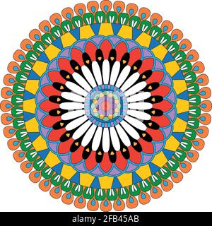 Decorative colorful floral mandala Vector illustration isolated on white background Stock Vector