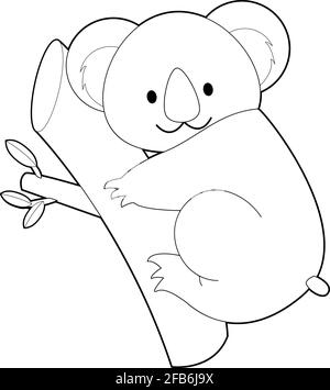 Easy Coloring drawings of animals for little kids: Koala Stock Vector