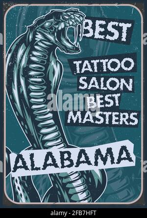 T-shirt or poster design with illustration of snake Stock Vector