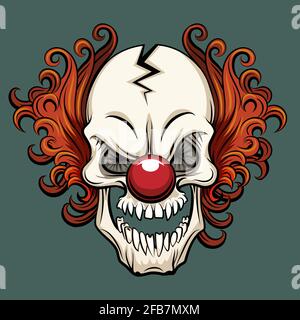 Vector evil clown. Clown scary, halloween clown monster, joker clown character illustration Stock Vector