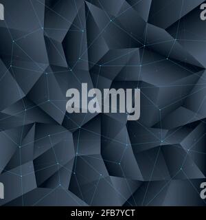 Polygon black crystal background with connecting lines structure. Background pattern polygon, crystal geometric polygon, form polygon structure. Vecto Stock Vector