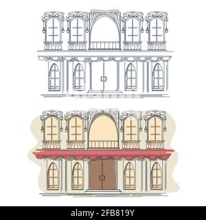 Vintage French Window and Door Scene Stock Vector Image & Art - Alamy
