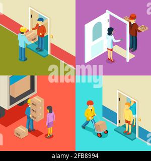 fast delivery flat isometric vector concept Stock Vector