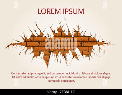 old cracked brick wall vector with sample text Stock Vector