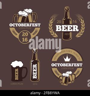 vintage beer brewery vector emblems, labels, badges, logos set Stock Vector