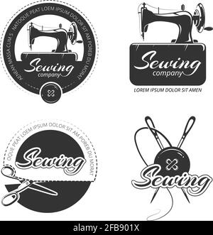 vintage tailor vector labels, emblems and logo set Stock Vector