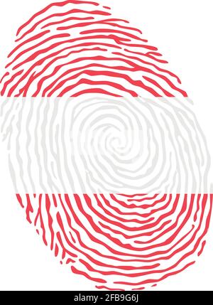 Fingerprint vector colored with the national flag of Austria Stock Vector