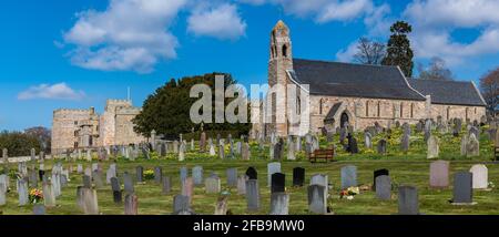 St. Michael and All Angels Church and Ford Castle, Northumberland, England. Stock Photo