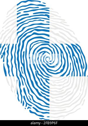 Fingerprint vector colored with the national flag of Finland Stock Vector