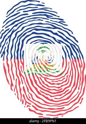 Fingerprint vector colored with the national flag of Haiti Stock Vector