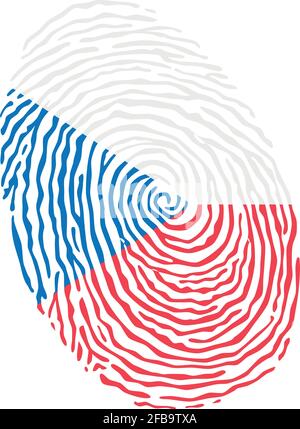 Fingerprint vector colored with the national flag of Czech Republic Stock Vector