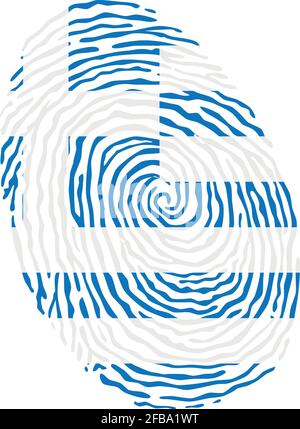 Fingerprint vector colored with the national flag of Greece Stock Vector