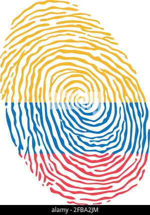 Fingerprint vector colored with the national flag of Colombia Stock Vector