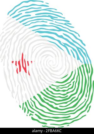 Fingerprint vector colored with the national flag of Djibouti Stock Vector