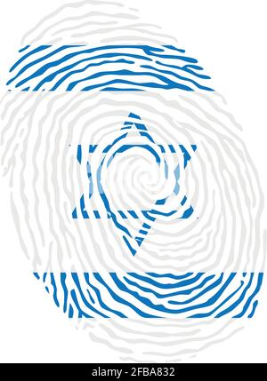 Fingerprint vector colored with the national flag of Israel Stock Vector