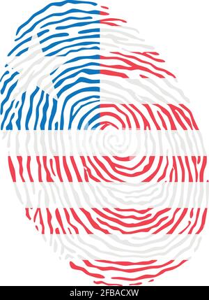 Fingerprint vector colored with the national flag of Liberia Stock Vector