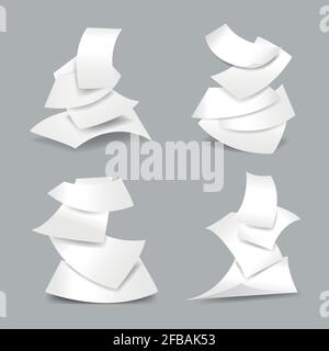 Falling paper sheets vector illustration. Set of paper blank and empty paper page Stock Vector