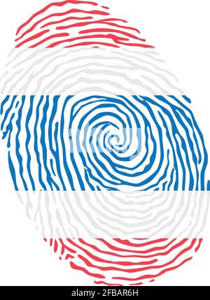 Fingerprint vector colored with the national flag of Thailand Stock Vector