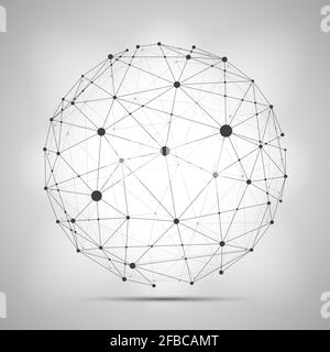 Vector wireframe connecting earth sphere. Globe connection concept. Globe structure connect, illustration of globe network Stock Vector