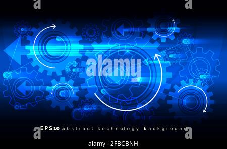 Mechanic blue vector background with gears. Digital engineering cogwheels concept. Gear cogwheel pattern illustration Stock Vector