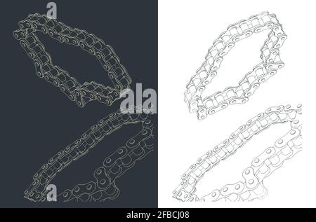 Stylized vector illustration of a chain for a chain transmission Stock Vector