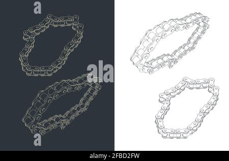 Stylized vector illustration of a chain for a chain transmission Stock Vector