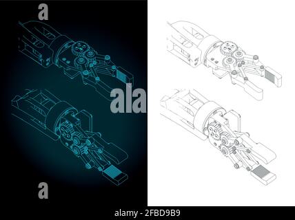 Stylized vector illustration of drawings of an arm grip trainer Stock