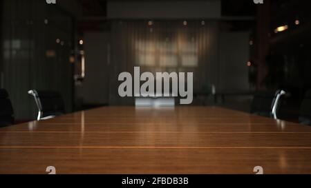 Chairs and table in empty conference room Stock Photo