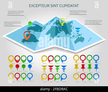 paper map guide with pins location icon Stock Vector Image & Art - Alamy