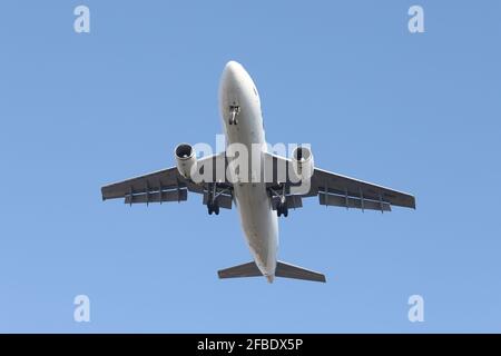 ISTANBUL, TURKEY - FEBRUARY 06, 2021: MNG Airlines Airbus A300C-605R (CN 758) landing to Istanbul Ataturk Airport. Stock Photo