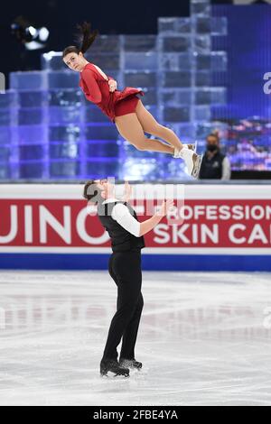 Daria DANILOVA & Michel TSIBA (NED), during Pairs Practice, at the ISU