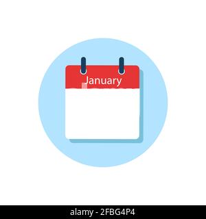 White daily calendar Icon January in a Flat Design style. Easy to edit Isolated vector Illustration. Stock Vector