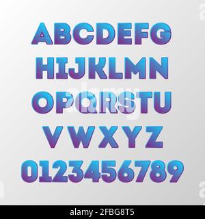 Color line abstract Alphabet letter ABC font. 3d typography vector illustration symbol. Stock Vector